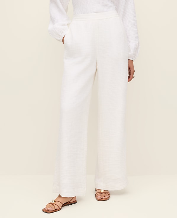 The Petite Easy Fit Wide-Leg Pant in Cotton Gauze