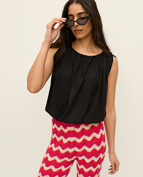 Petite Gathered Bubble Hem Top