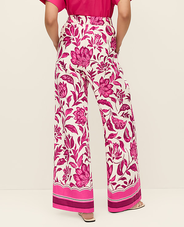The Floral Easy Fit Wide-Leg Pant in Linen