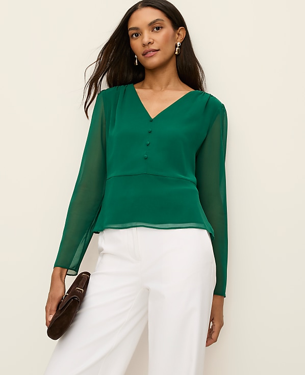 V-Neck Peplum Blouse