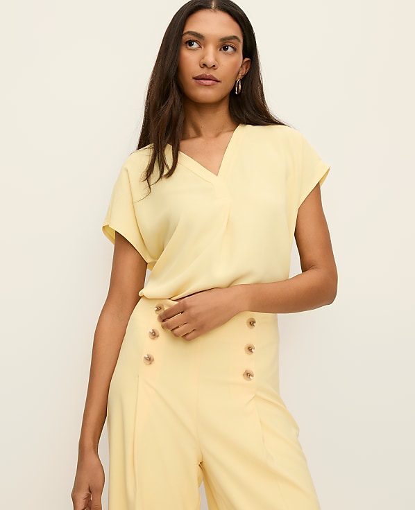 Mixed Media Pleat Front Top