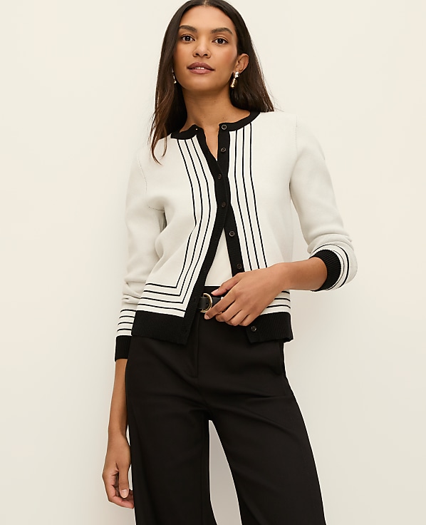 Petite Striped Jacquard Ann Cardigan