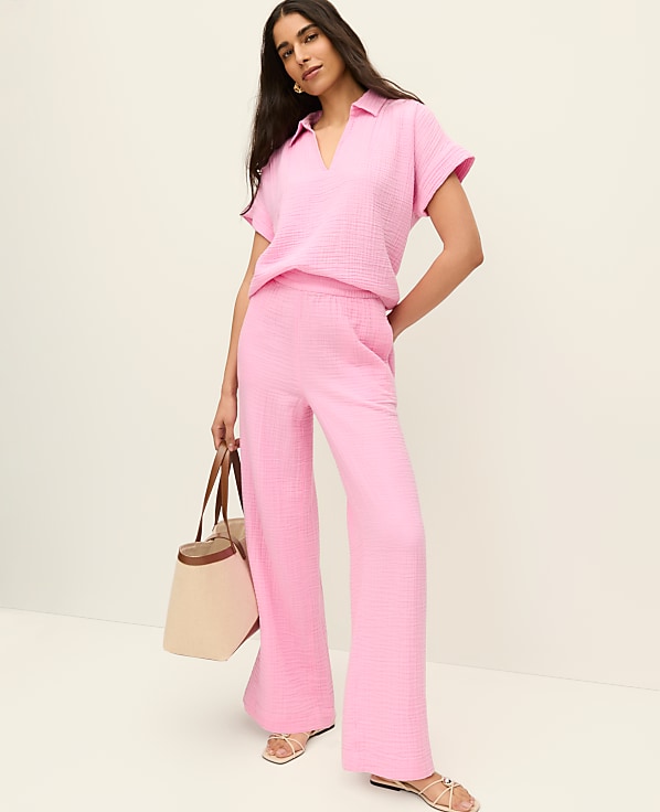 The Easy Fit Wide-Leg Pant in Cotton Gauze