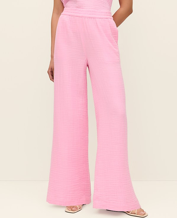 The Petite Easy Fit Wide-Leg Pant in Cotton Gauze