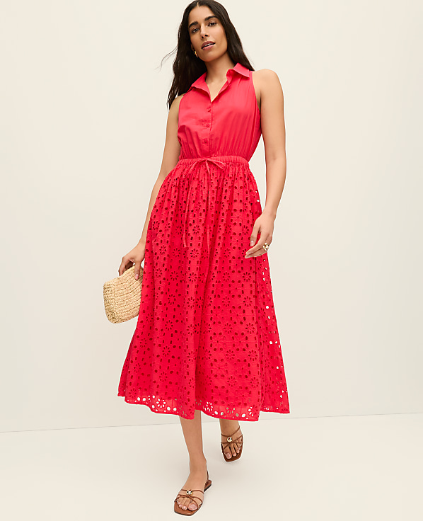 Eyelet Halter Maxi Dress