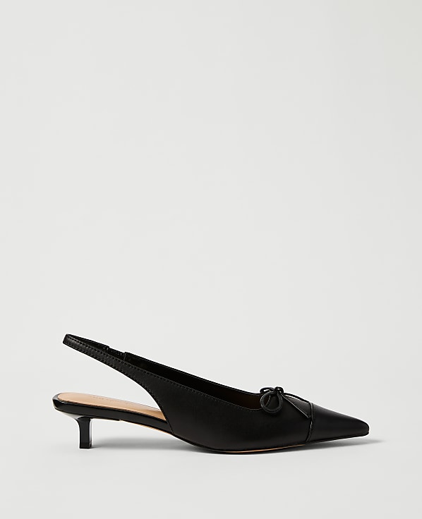 Leather Bow Slingback Pump