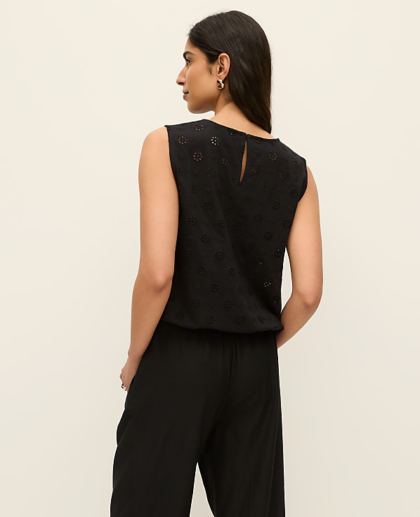 Eyelet Bubble Hem Top