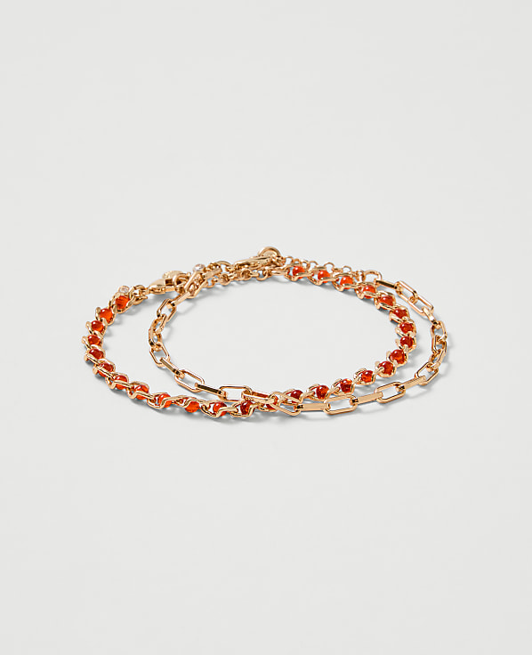 Chain Link and Beaded Bracelet Set