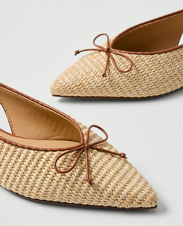 Weekend Straw Bow Slingback Flat