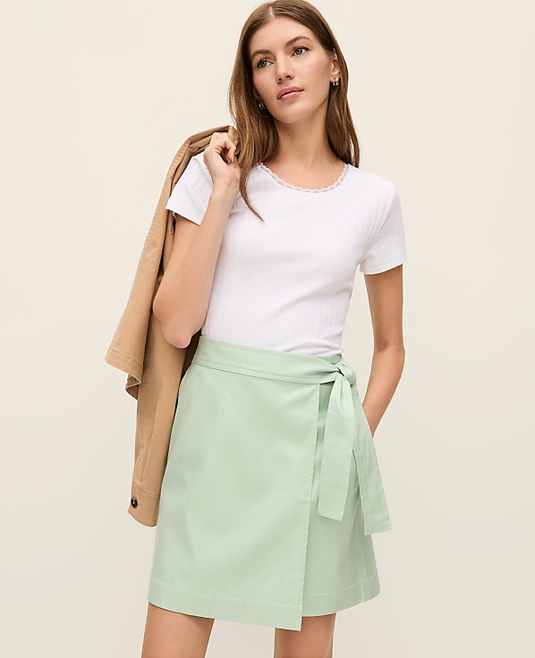 Petite Weekend Belted Wrap Effect Skirt