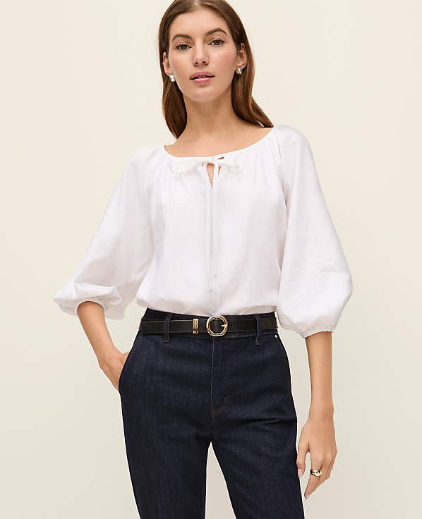 Petite Weekend Linen Blend Blouse
