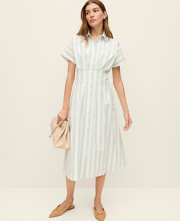 Petite Weekend Striped Maxi Shirtdress