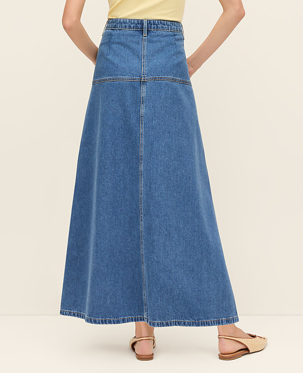 Petite Weekend Denim Midi Skirt
