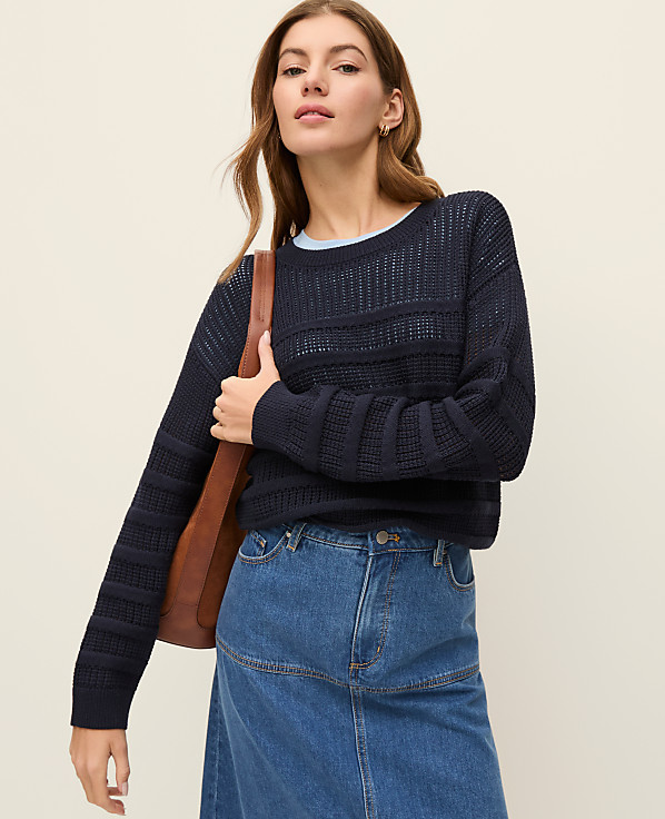 Weekend Textured Pointelle Sweater