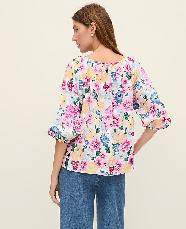 Weekend Floral Linen Blend Blouse