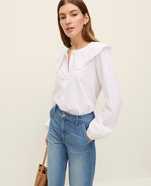 Weekend Eyelet Collared Blouse