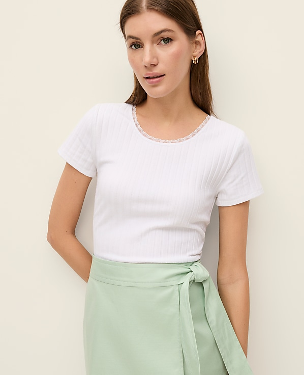Weekend Lace Trim Pointelle Tee