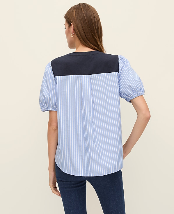 Weekend Mixed Media Striped Top