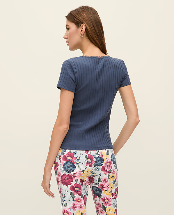 Weekend Lace Trim Pointelle Tee