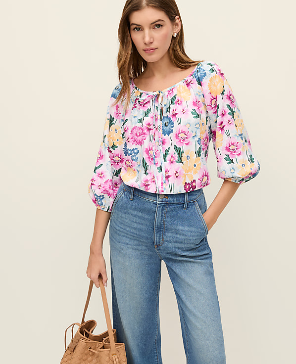 Weekend Floral Linen Blend Blouse