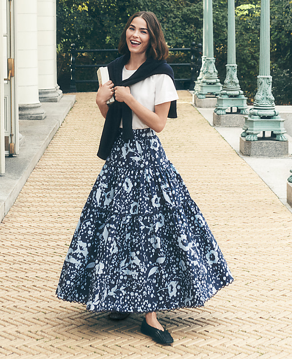 Petite Weekend Floral Tiered Skirt