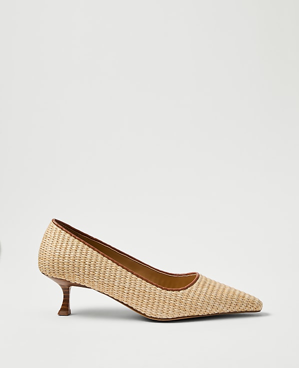Straw Nip Toe Kitten Heel Pump