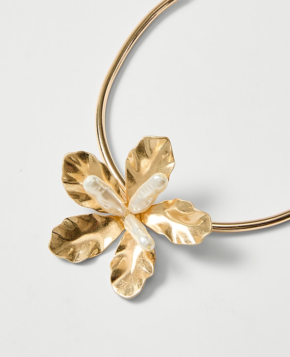 Flower Statement Cuff Necklace