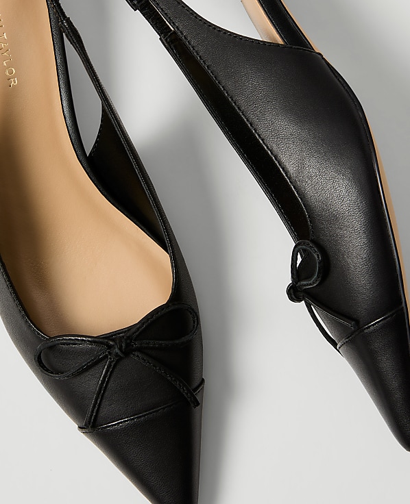 Leather Bow Slingback Pump