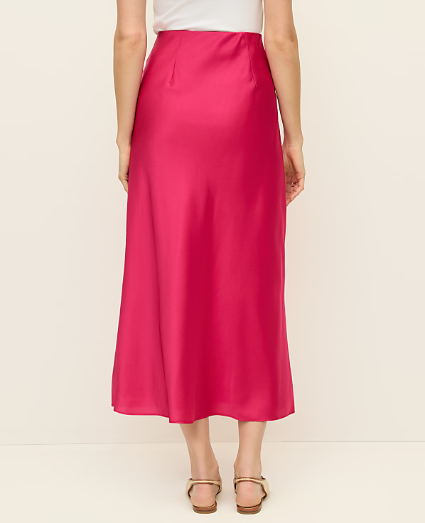 Petite Satin Bias Midi Slip Skirt
