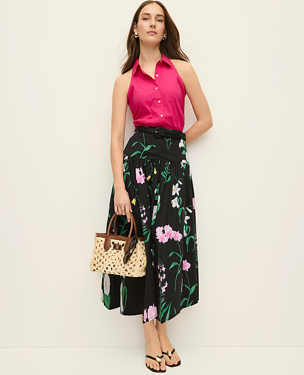 Petite Floral Gathered Maxi Skirt