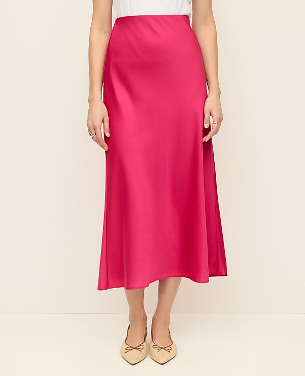 Satin Bias Midi Slip Skirt