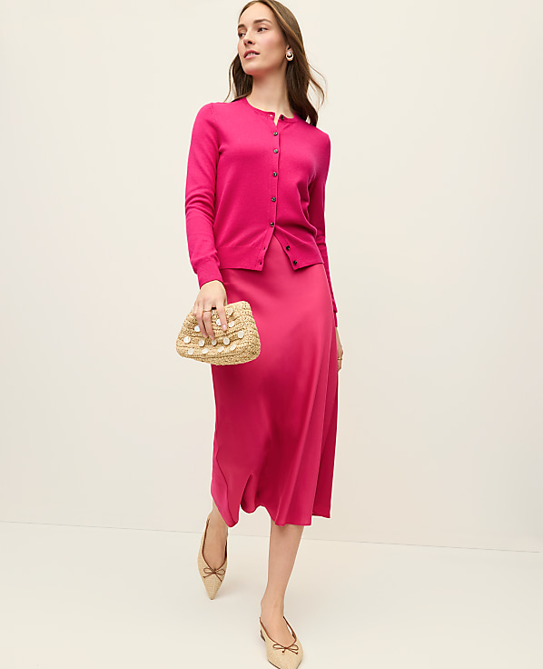 Satin Bias Midi Slip Skirt