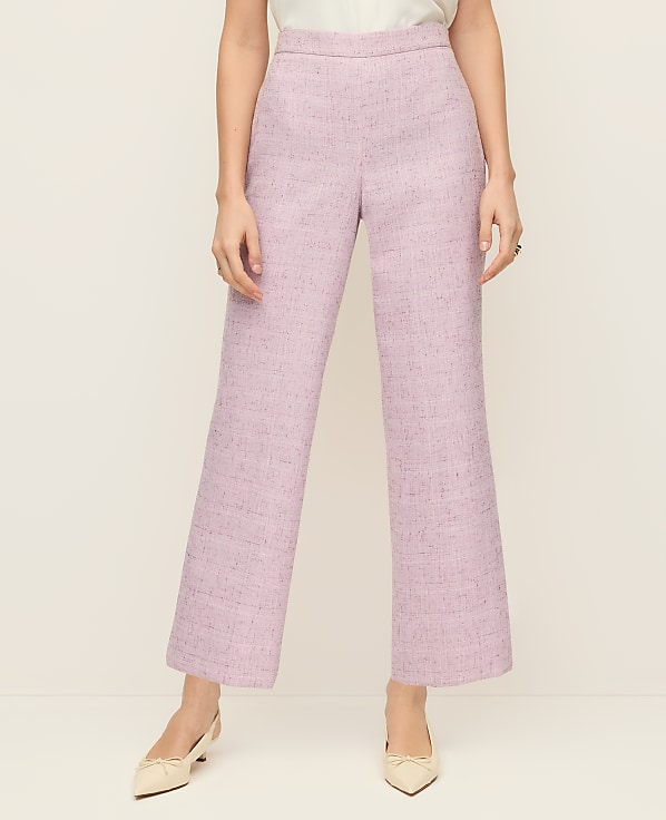 The Petite Side Zip Straight Pant in Tweed