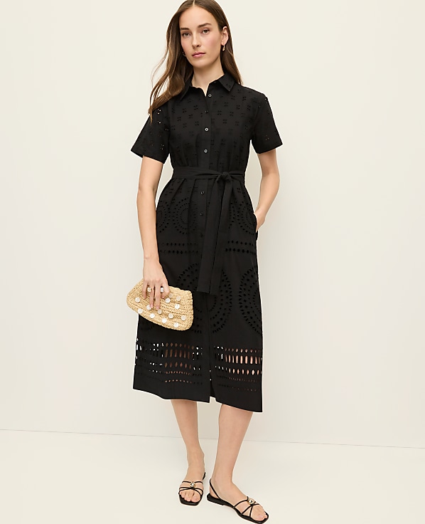 Midi Eyelet Shirtdress