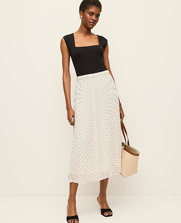 Petite Polka Dot Chiffon Midi Skirt