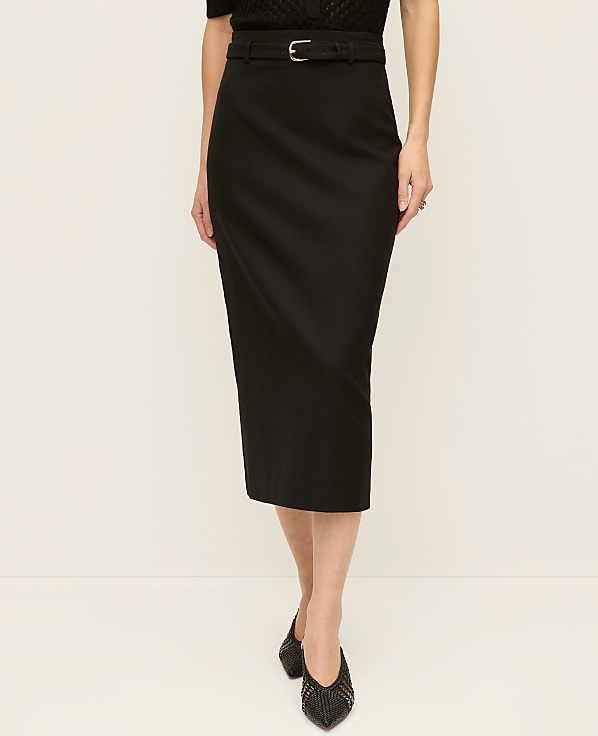 Petite Belted Midi Pencil Skirt