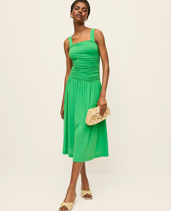 Petite Ruched Midi Dress