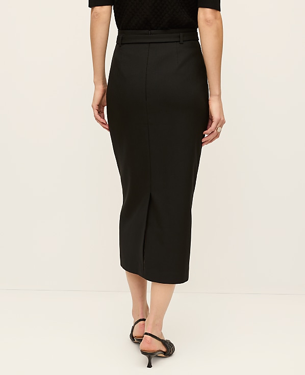 Petite Belted Midi Pencil Skirt