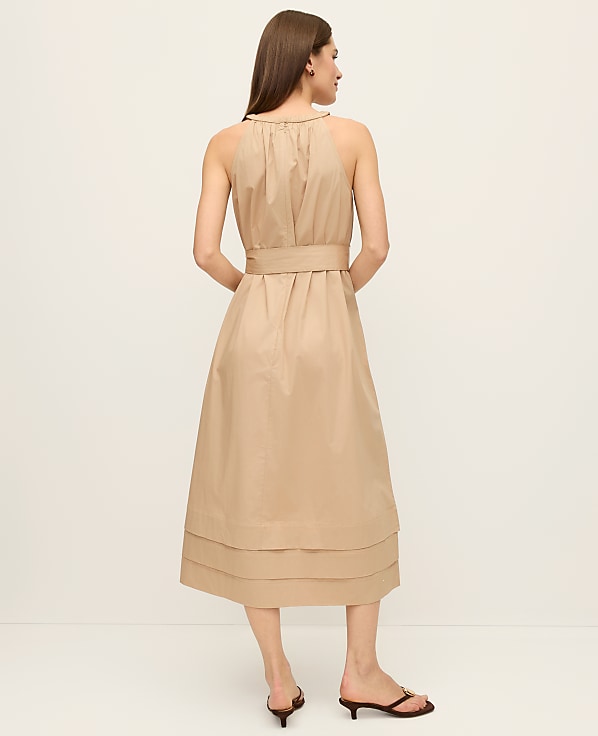 Petite Halter Flare Midi Dress