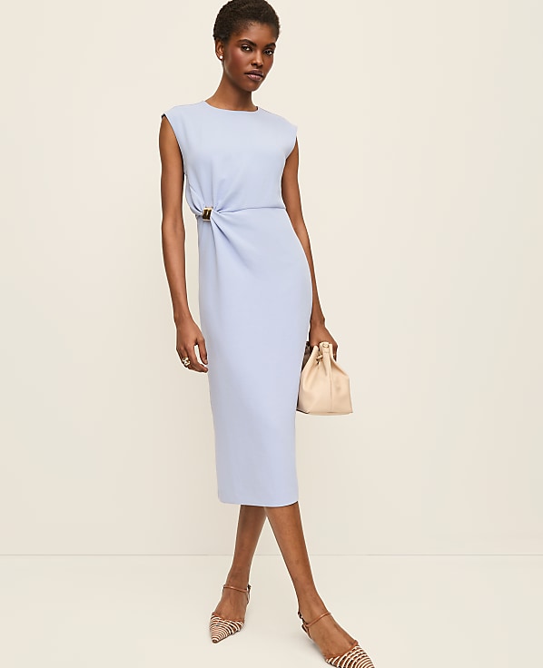 Crew Neck Twist Sheath Dress