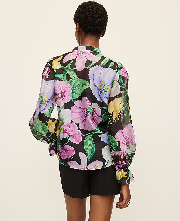 Floral Ruffle Trim Blouse