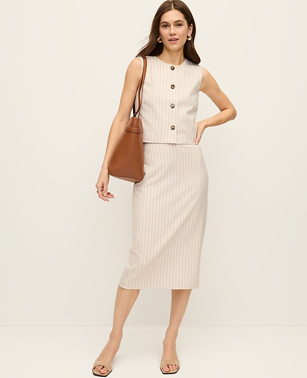 The Clean Pencil Skirt in Pinstripe