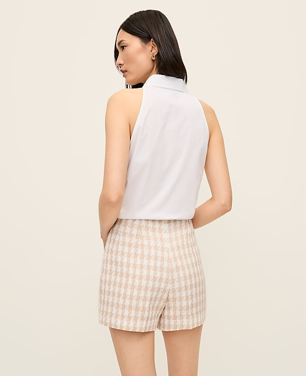 The Petite Side-Zip Short in Houndstooth Tweed
