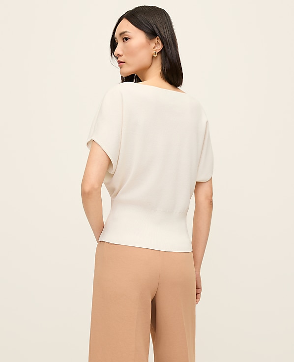 Petite Dolman Boatneck Sweater Top