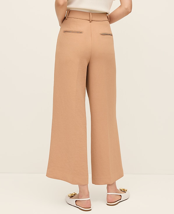 The Petite Wide-Leg Cropped Pant in Fluid Crepe in Textured Crepe