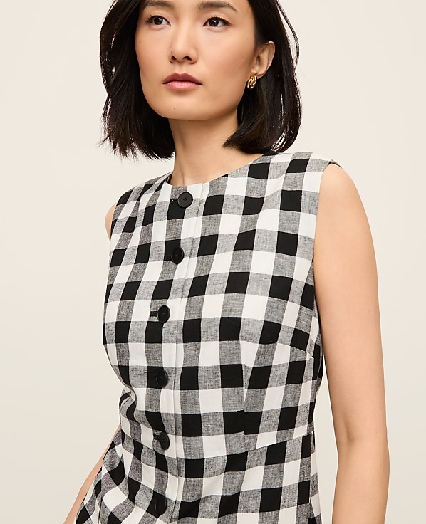Gingham Column Midi Dress