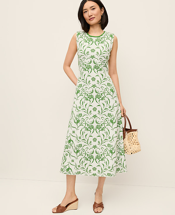 Floral Jacquard Sweater Dress