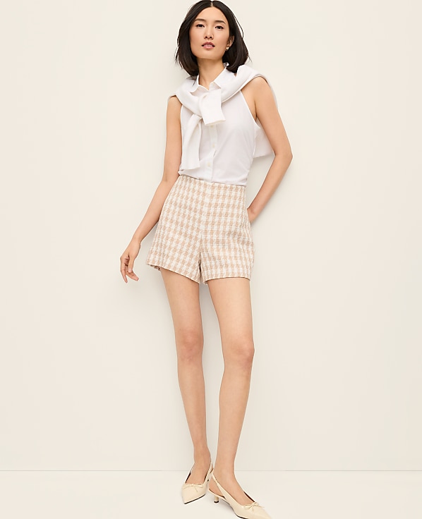 The Side-Zip Short in Houndstooth Tweed