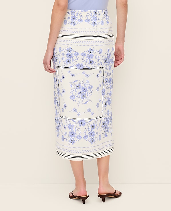Petite Floral Wrap Midi Skirt