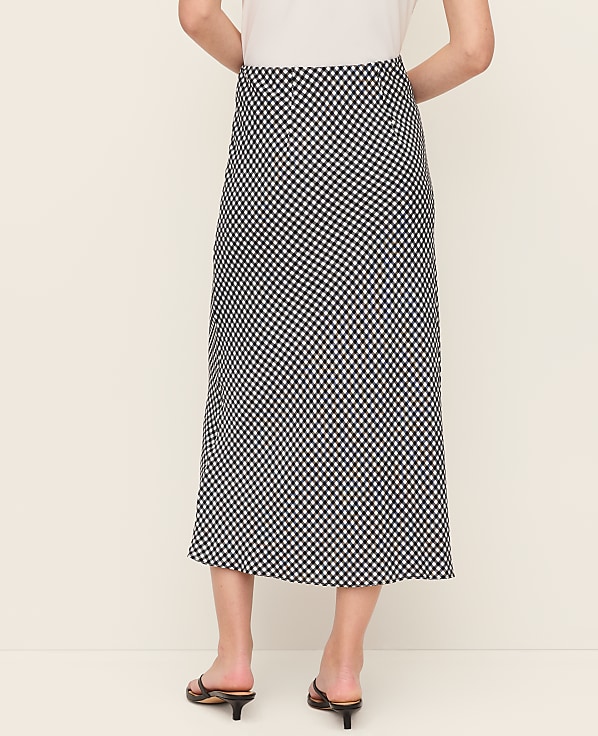 Petite Gingham Bias Midi Slip Skirt